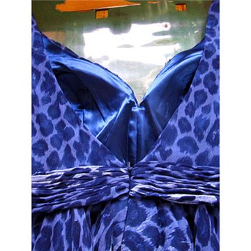 新款特價外貿原單深V大擺性感真絲豹紋連衣裙晚宴酒會晚禮服