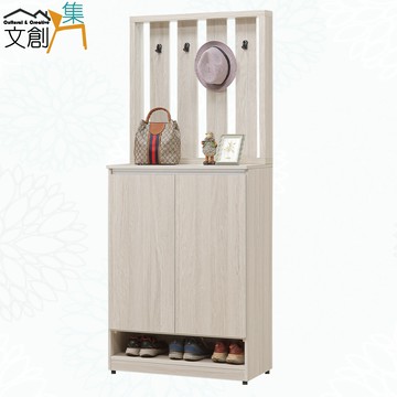 【文創集】艾蘿2.7尺二門高屏風玄關鞋櫃(客約商品)
