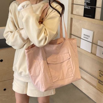 跨境慵懶風尼龍包女2024新款休閑大容量購物手提袋簡約輕便單肩包