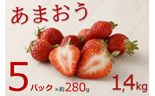 あまおういちご　約280g×5パック(計約1,400g)