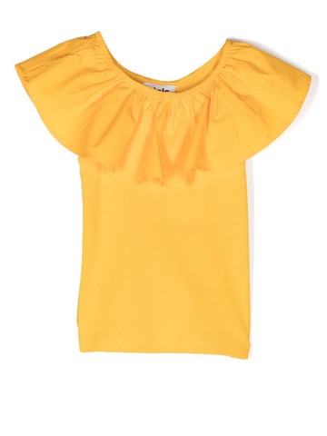 Molo - Reca ruffled T-shirt - kids - Organic Cotton/Spandex/Elastane - 134-140 - Yellow