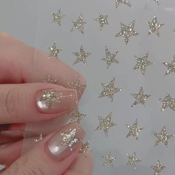 💗台灣出貨💗美甲爆閃碎星星五角星貼紙超閃碎銀星鑽超薄服帖指甲貼紙裝飾美甲