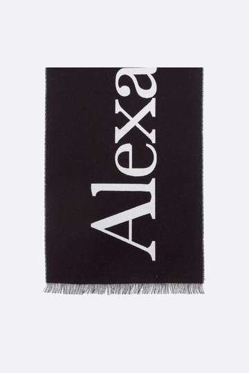 ALEXANDER McQUEEN logo jacquard wool scarf Man