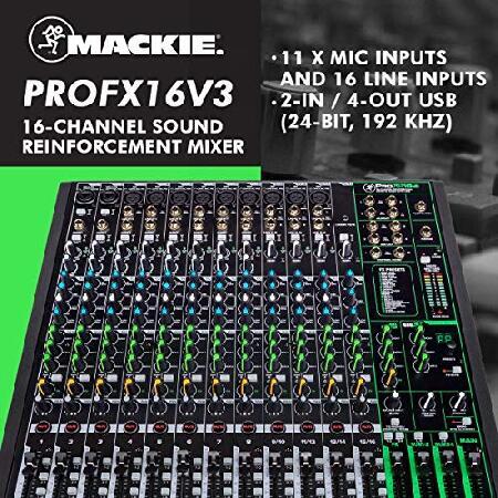 Mackie ProFX16v3 16-Channel Sound Reinforcement Mixer with Built-In FX   Basic XLR USB TRS TS RCA Cable Bundle ＆ Fibertique Microfiber Cleaning Cloth