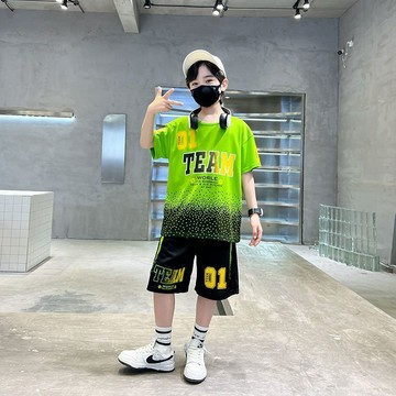 ❤️AL❤️ 兒童套裝 男童套裝 中大童套裝 男童夏季扎染运动风短袖中大童时尚新款帅气哪吒套装夏装薄款卡通