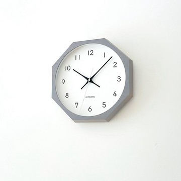 KATOMOKU muku clock 13 八邊形 灰色的  (km-104GR8) 掛鐘 日本