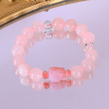 九尾狐串珠手串 天然瑪瑙 粉水晶狐狸手鍊 水晶手飾 白水晶 飾品 圓珠手鍊 692