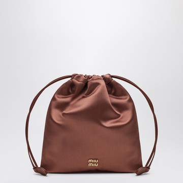 Cocoa-coloured satin pouch