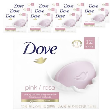 Dove 多芬 深層保濕柔膚香皂 粉紅玫瑰香 溫和保濕 給您柔嫩光滑的肌膚  106g  12個