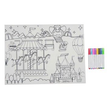 食品級矽膠畫畫餐墊 30x40公分  遊樂園 白色  1個