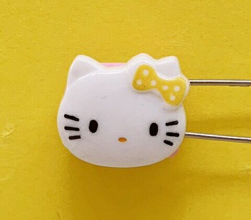 【震撼精品百貨】Hello Kitty 凱蒂貓 KITTY掀開式安全別針-大頭造型-黃#76634 震撼日式精品百貨