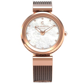 CHARRIOL夏利豪閃鑽繁星FOREVER腕錶 咖啡色-32mm