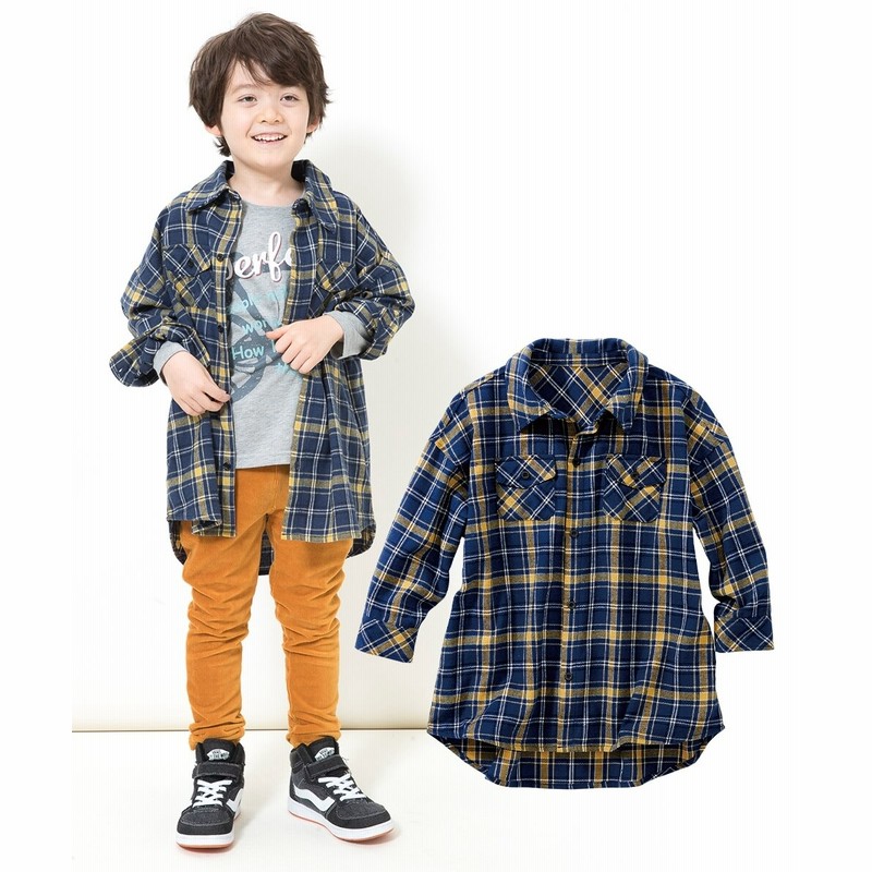 オーバーサイズチェックシャツジャケット 男の子 女の子 子供服 ジュニア服 通販 Lineポイント最大get Lineショッピング