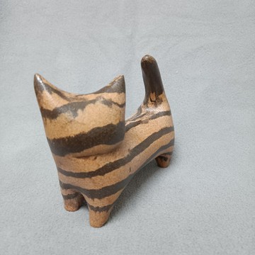 手掐陶貓咪擺設