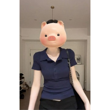設計感POLO衫女 上衣 POLO衫 短袖衫 大碼設計感鈕釦POLO領短袖t恤女春夏季新款修身顯瘦遮肉外穿上衣 女裝