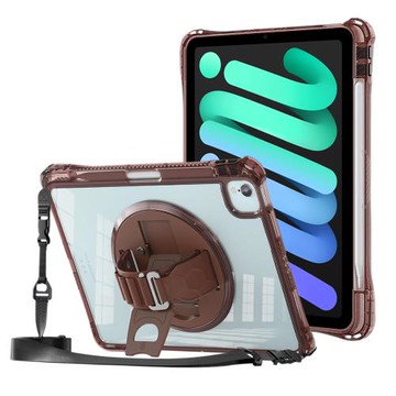 三防全透明系列 for iPad mini 6 / 7手帶+肩帶掛繩平板保護殼