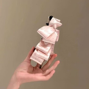 🚚臺灣出🚚韓系高級緞面波點香蕉夾女後腦勺髮夾頭飾馬尾髮飾小衆不撞款洋氣