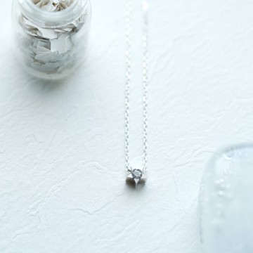 鋯石 極小 星星 項鍊 925 銀