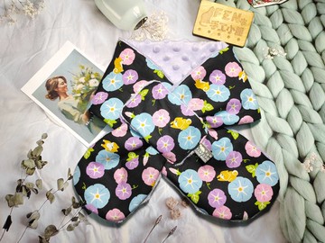 日本棉布黑底牽牛花柴犬手作圍脖-不分年齡圍脖-圍巾-脖圍-暖和圍