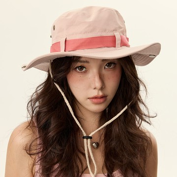 美式復古帆布粉色街頭辣妹登山帽女休閑防曬遮陽漁夫帽子釣魚露營