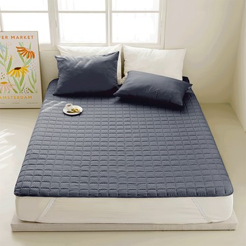 The Zari 基本款抗菌絎縫固定帶床墊  海軍藍  Q