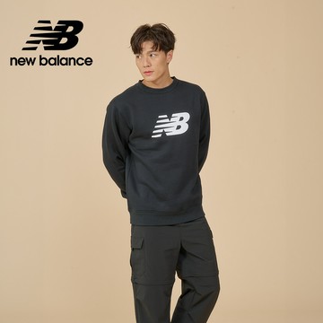 【New Balance】NB 刷毛長袖上衣大學T_男性_黑色_MT43905BK