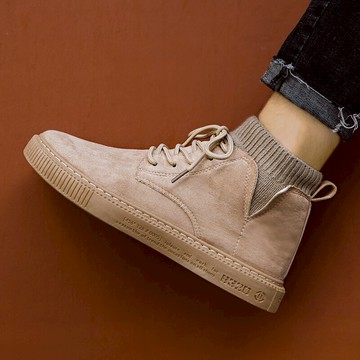 春季新款男鞋韓版高幫英倫工裝休閑鞋冬季男生潮鞋馬丁靴百搭板鞋