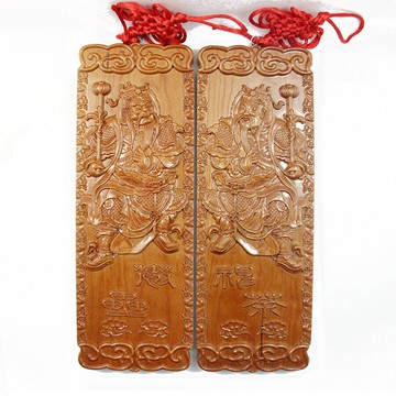 【鎮宅納福】門神木雕 桃木掛件 家居擺件 門神鵰刻 創意工藝品 神荼鬱壘 手工雕刻 天然桃木 玄關客廳裝飾 新年喬遷禮物