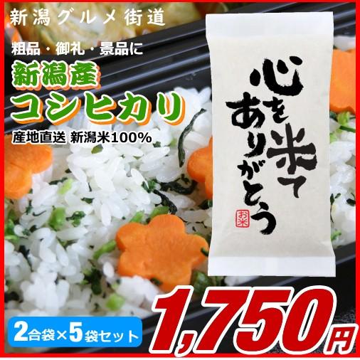 粗品 御礼 新潟県産コシヒカリ 300g(2合)×5袋プチギフト、イベント景品など