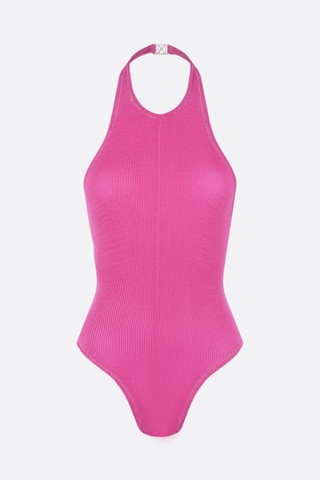 REINA OLGA The Surfer elasticated curled knit one-piece swimsuit Woman