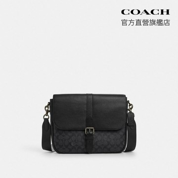 【COACH】WARREN 經典LOGO郵差包-QB/炭黑色/黑色(CW214)｜官方直營