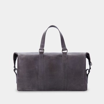 純正灰色皮革旅行手提袋 – 手工製作大型皮革工作包