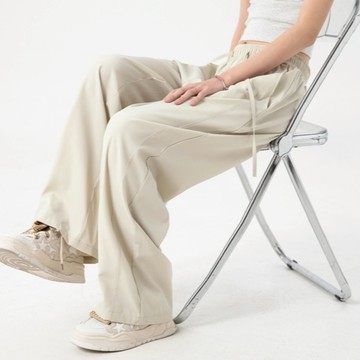 【nine韓系服飾】現貨涼感冰絲休閒褲男夏季款 輕薄褲子 寬鬆直筒 純色基礎百搭 不易皺 長褲