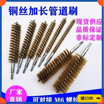 🔥桃園有貨🔥內孔刷純銅絲M6螺紋加長連接桿深孔打磨拋光清潔去毛刺除銹管道刷 AJOLvdrb