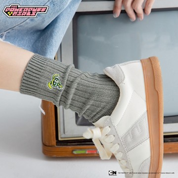 【FOOTER除臭襪】飛天小女警-針織堆堆襪-毛毛款-(PPG05-綠色)