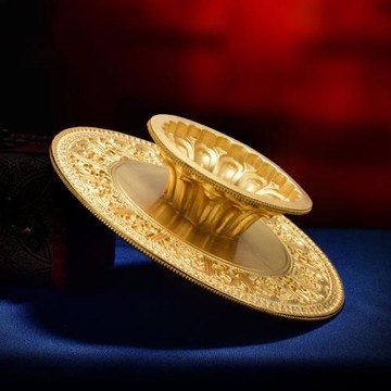 純銀曼扎托盤手工足銀供盤曼扎基盤雕刻八吉祥銀曼茶羅密宗法器