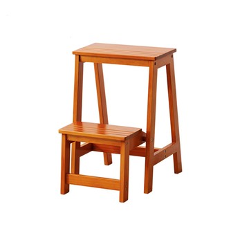 【HappyLife】多功能實木二層梯凳 Y10468咖啡