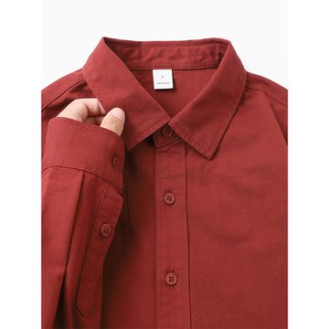 安可拉紅色復古純棉長袖襯衫女洋氣減齡百搭寬松休閑疊穿外套襯衣