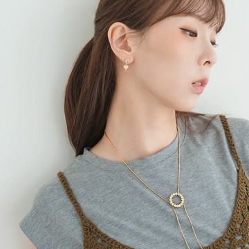 金月水鑽項鍊(J062L8U00CZ) - JUJURY