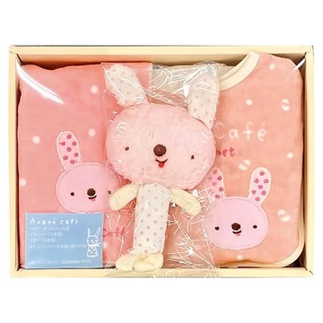 Anano Cafe 寶寶禮盒3件組 粉色 包含口水巾、玩偶等