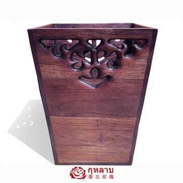 泰國柚木垃圾桶 衛生間廚房客廳家用收納桶無蓋垃圾簍 家居裝飾品1入