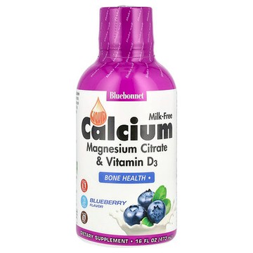 Bluebonnet Nutrition, 液體檸檬酸鈣鎂和維生素 D3，藍莓味，16 液量盎司（473 毫升）