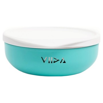 VIIDA Soufflé 抗菌不鏽鋼餐碗 430ml/14.5oz 食品級矽膠蓋  湖水綠  1個