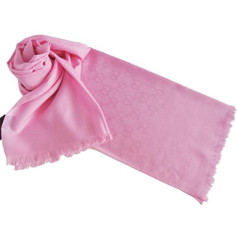 GUCCI ピンク ストール 45x180cm グッチ ストール マフラー GUCCI シルク入り GG柄 大判45×180cm ピンク