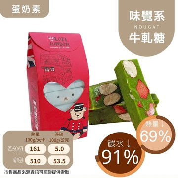 米林香 無糖無澱粉牛軋糖雙雙禮盒糖 一入32大卡|淨碳0.9g  異麥芽寡糖+赤藻糖醇+麥芽糖醇+異麥芽酮糖醇