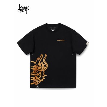 KERWATS可維斯品牌大碼男女情侶無性別龍國風春夏季落肩短袖T恤