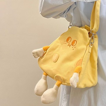熱門女包 小紅書芝士奶酪小人斜跨包女春夏高級質感帆布包手提袋送女友包包