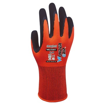 WONDER GRIP 多給力 COMFORT 升級可觸屏乳膠防滑工作手套 M WG-310RT  橘色 + 黑色  1雙