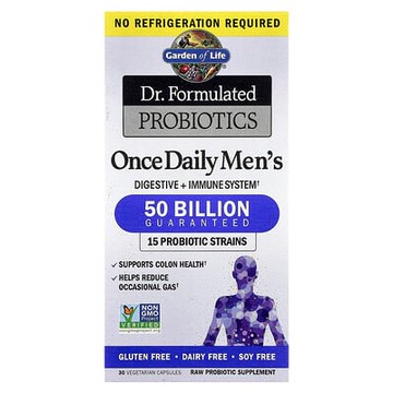 Garden of Life, Dr. Formulated 益生菌，每日一次，男性，500 億，30 粒素食膠囊