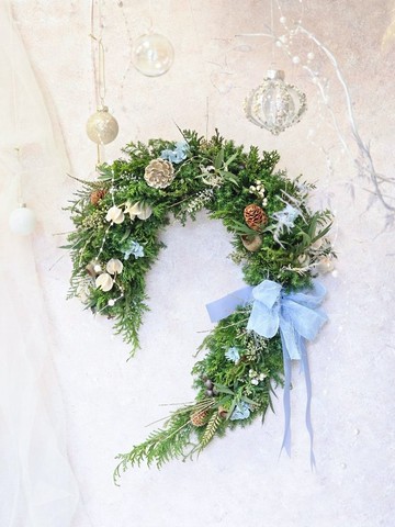 天峰藍馬蹄聖誕花圈 永生花圈